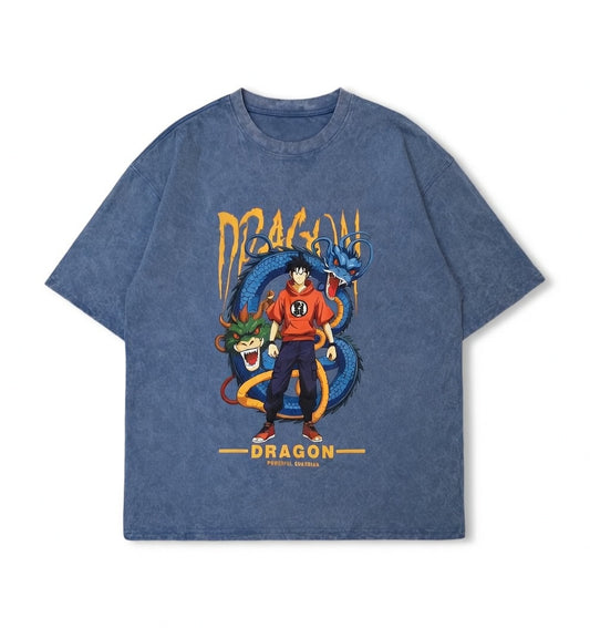 Dragon Ball Z Goku Blue Oversized Dragon Guardian T-Shirt - Heavyweight Streetwear Tee