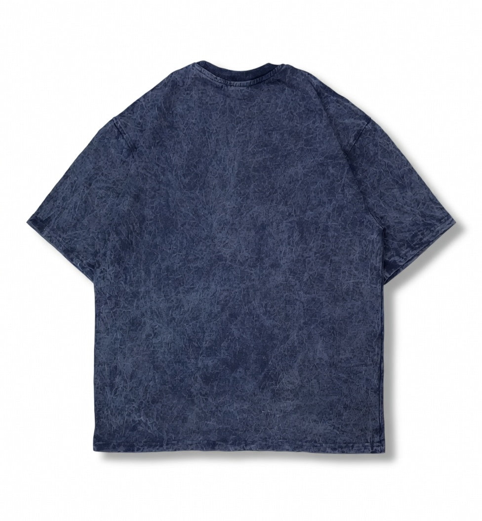 The Fantastic Four Abbey Road Parody Navy Blue Acid Wash Oversized T-Shirt - Heavyweight Streetwear Tee