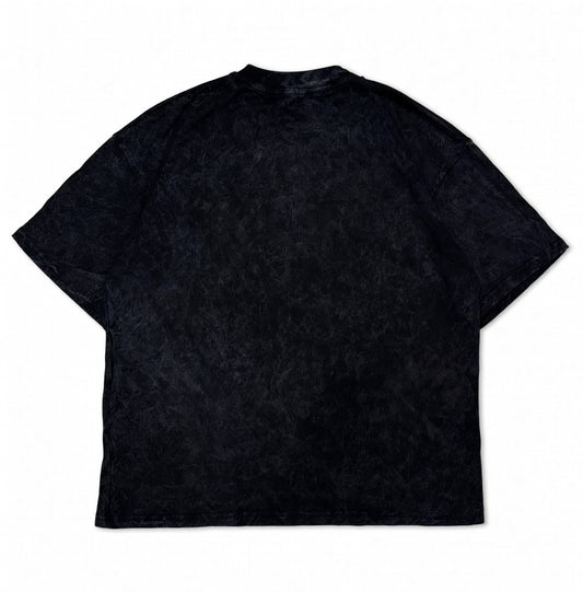 Spider-Punk Black Acid Wash Oversized Graphic T-Shirt - Heavyweight Streetwear Tee