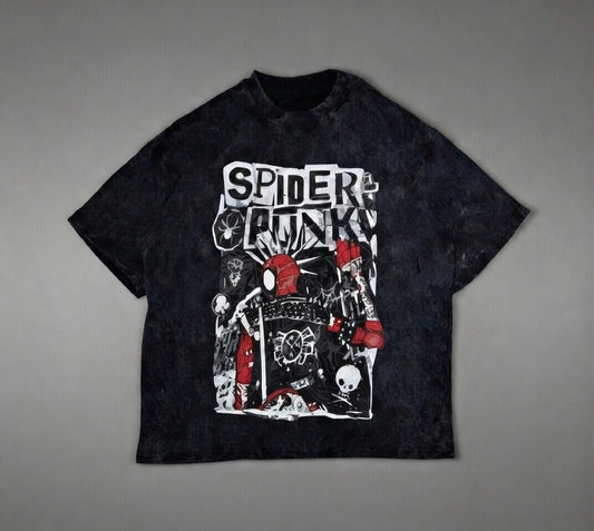 Spider Punk Graphic Tee – Dark Streetwear Aesthetic Oversized T-Shirt